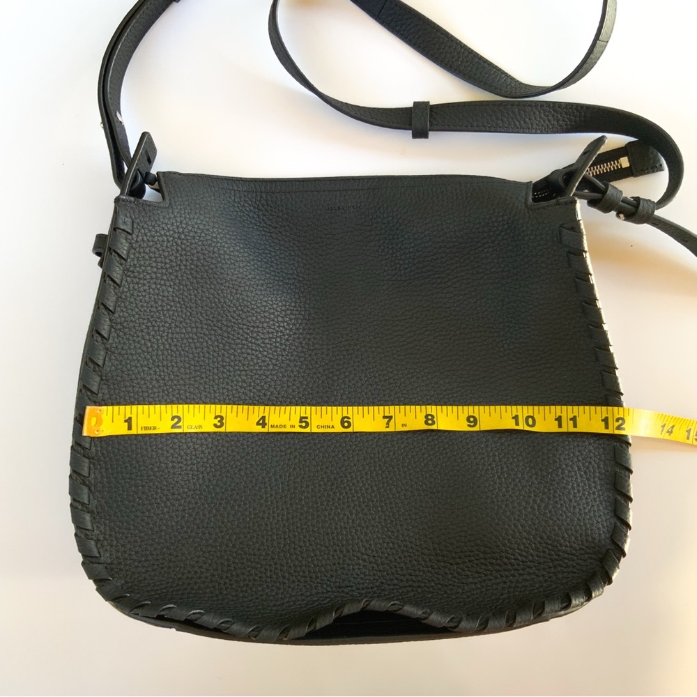 Allsaints Black Leather Crossbody Hobo Bag - Picture 8 of 11